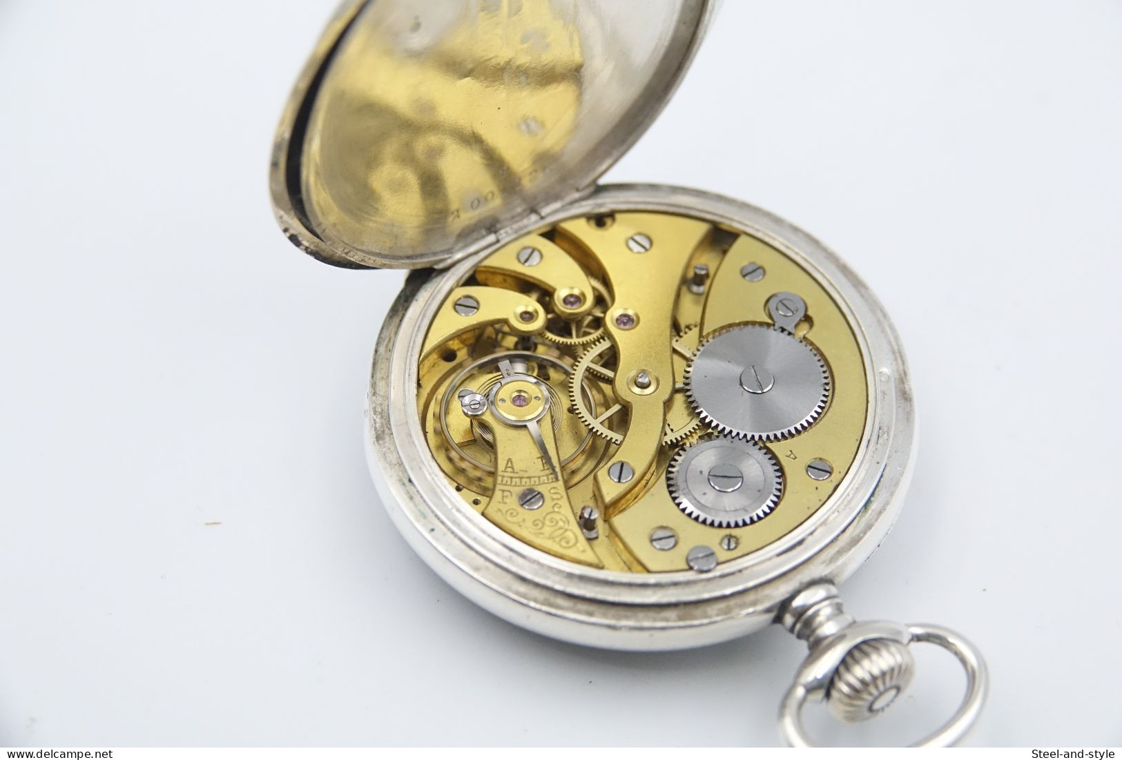 watches : POCKET WATCH SOLID SILVER MEN SPIRAL BREGUET 18-1900's - original - running
