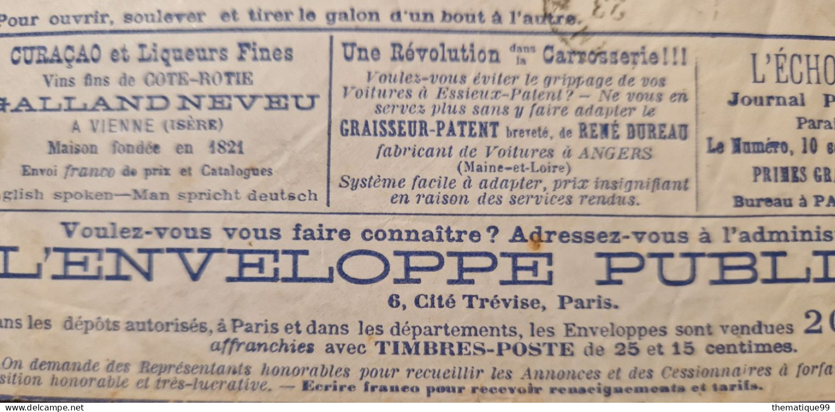 Lettre avec publicités précurseur vendue à tarif réduit (1876) : barbe graine voiture cheval vin grêle oignon fraise