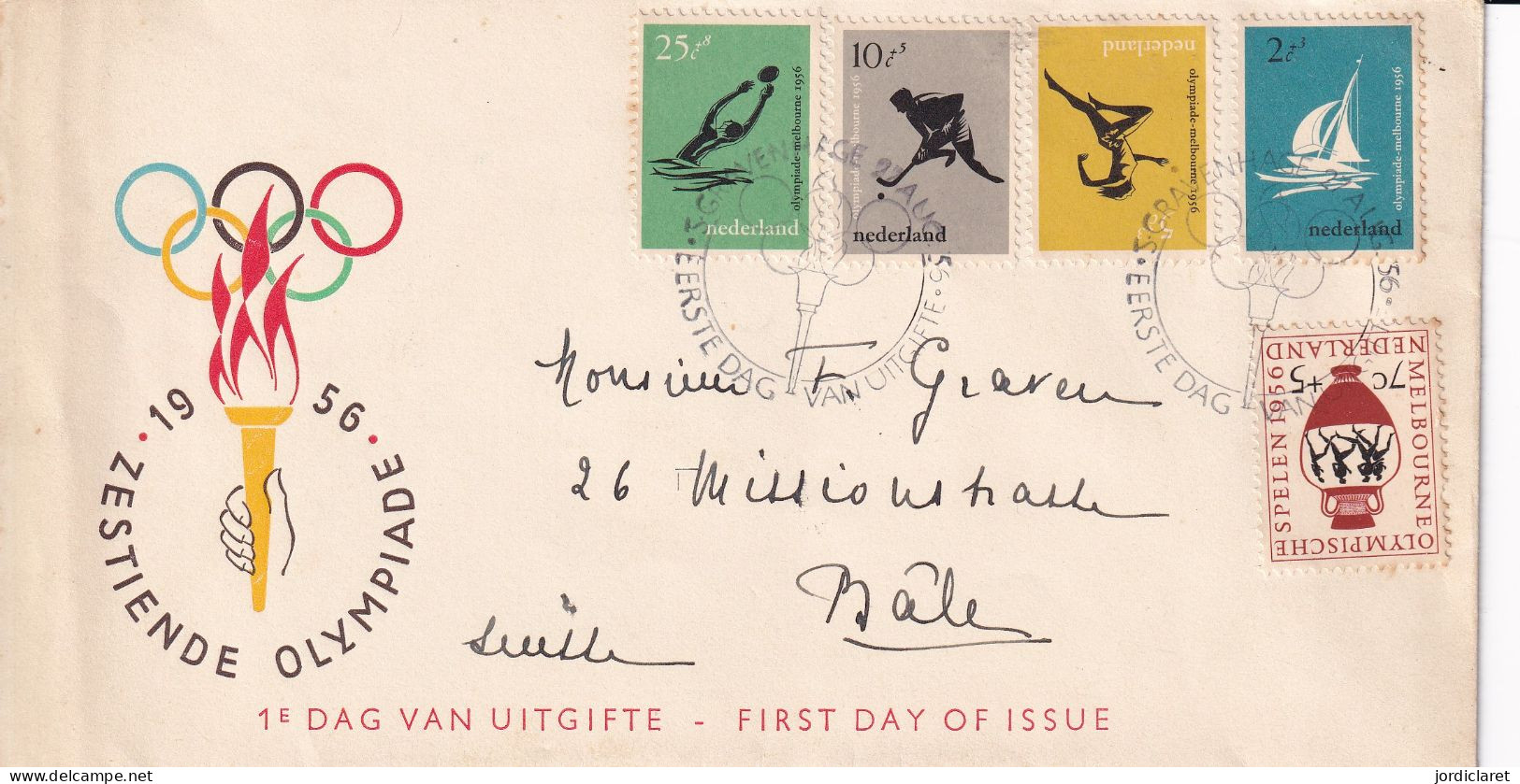 FDC HOLANDA - Sommer 1956: Melbourne