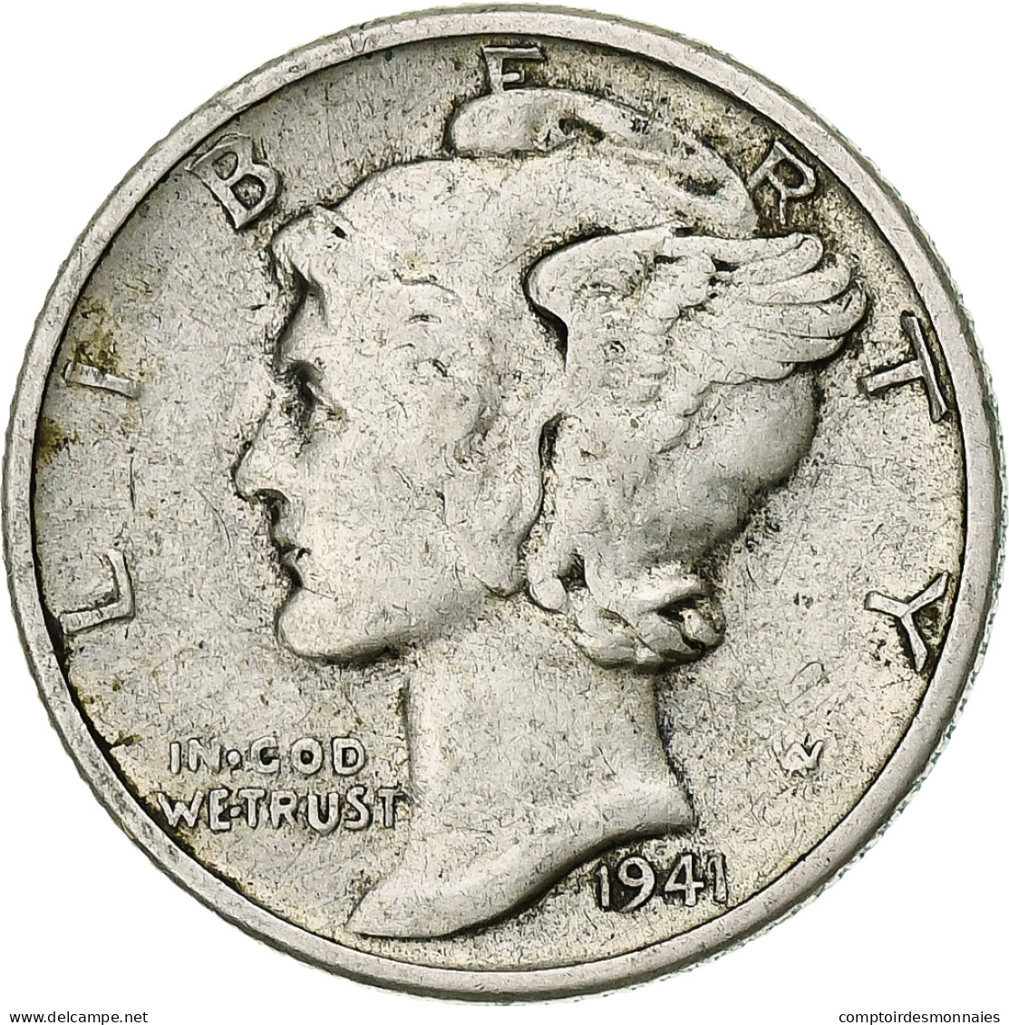 Monnaie, États-Unis, Mercury Dime, Dime, 1941, U.S. Mint, Philadelphie, TTB - 1916-1945: Mercury (Mercure)