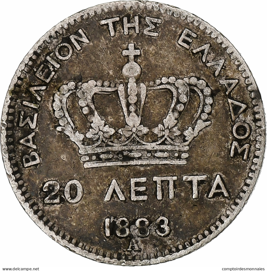 Monnaie, Grèce, George I, 20 Lepta, 1883, Paris, TTB, Argent, KM:44 - Grèce