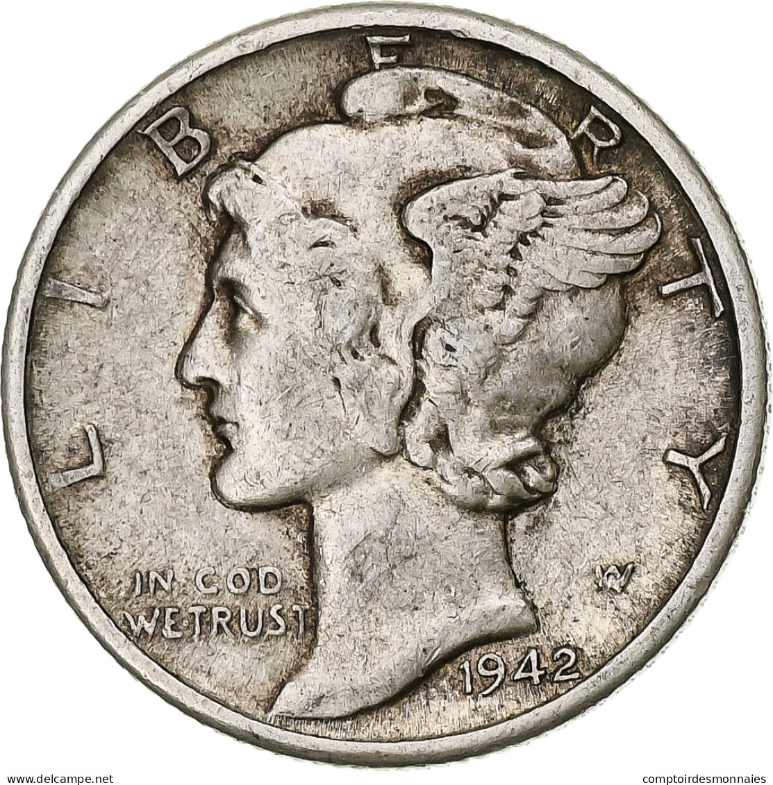 États-Unis, Mercury Dime, Dime, 1942, U.S. Mint, Denver, TTB, Argent, KM:140 - 1916-1945: Mercury (Mercure)