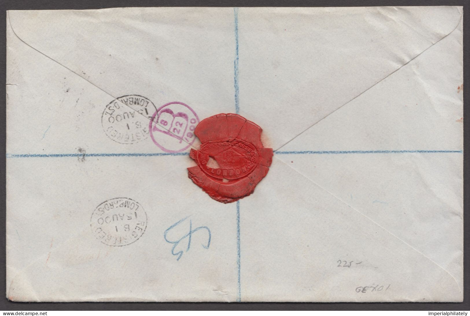 1900 (Aug 15) Envelope Sent Registered From London To The USA With 1887 6d Vertical Pair With "D C & Co" Perfins - Brieven En Documenten