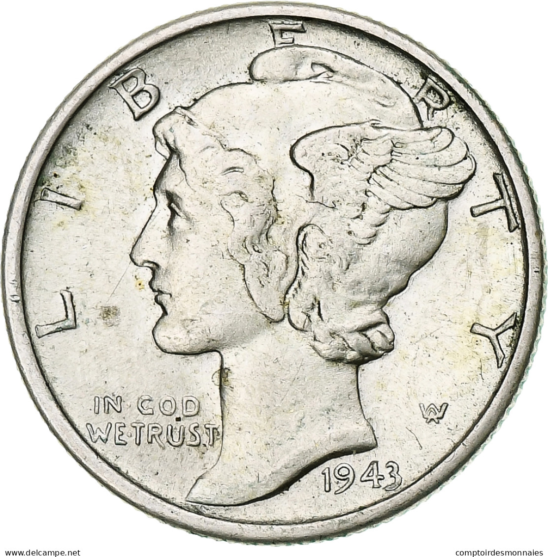 États-Unis, Mercury Dime, Dime, 1943, U.S. Mint, Philadelphie, SUP, Argent - 1916-1945: Mercury (Mercurio)