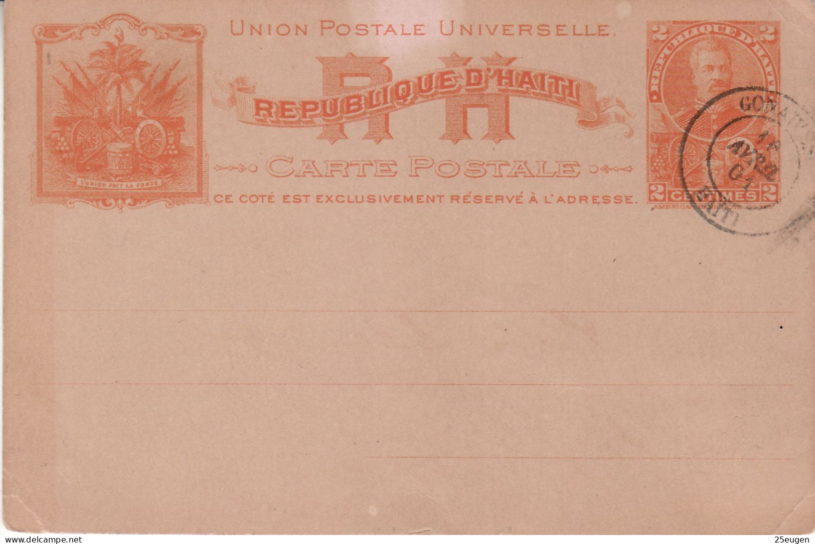 HAITI 1901 POSTCARD STAMPED - Haïti