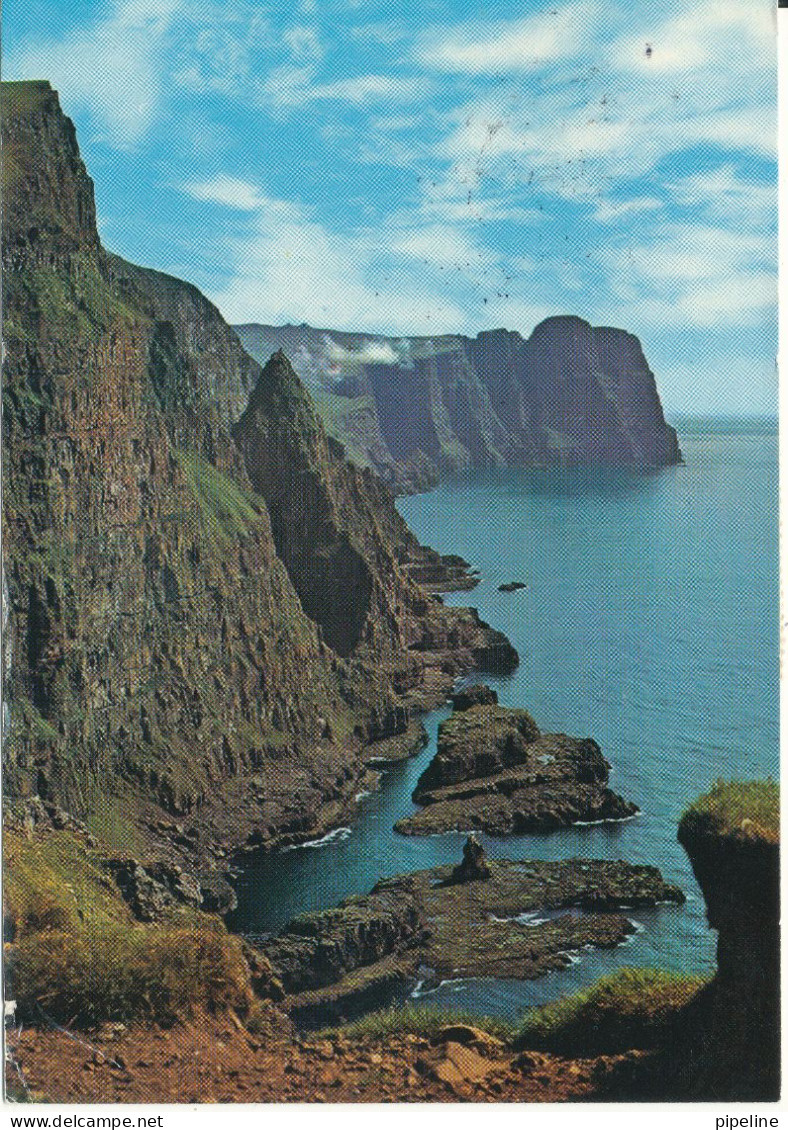 Faroe Islands Postcard Sent To Denmark Tvöroyri 16-7-1979 Westcoast Of Suduroy - Faroe Islands