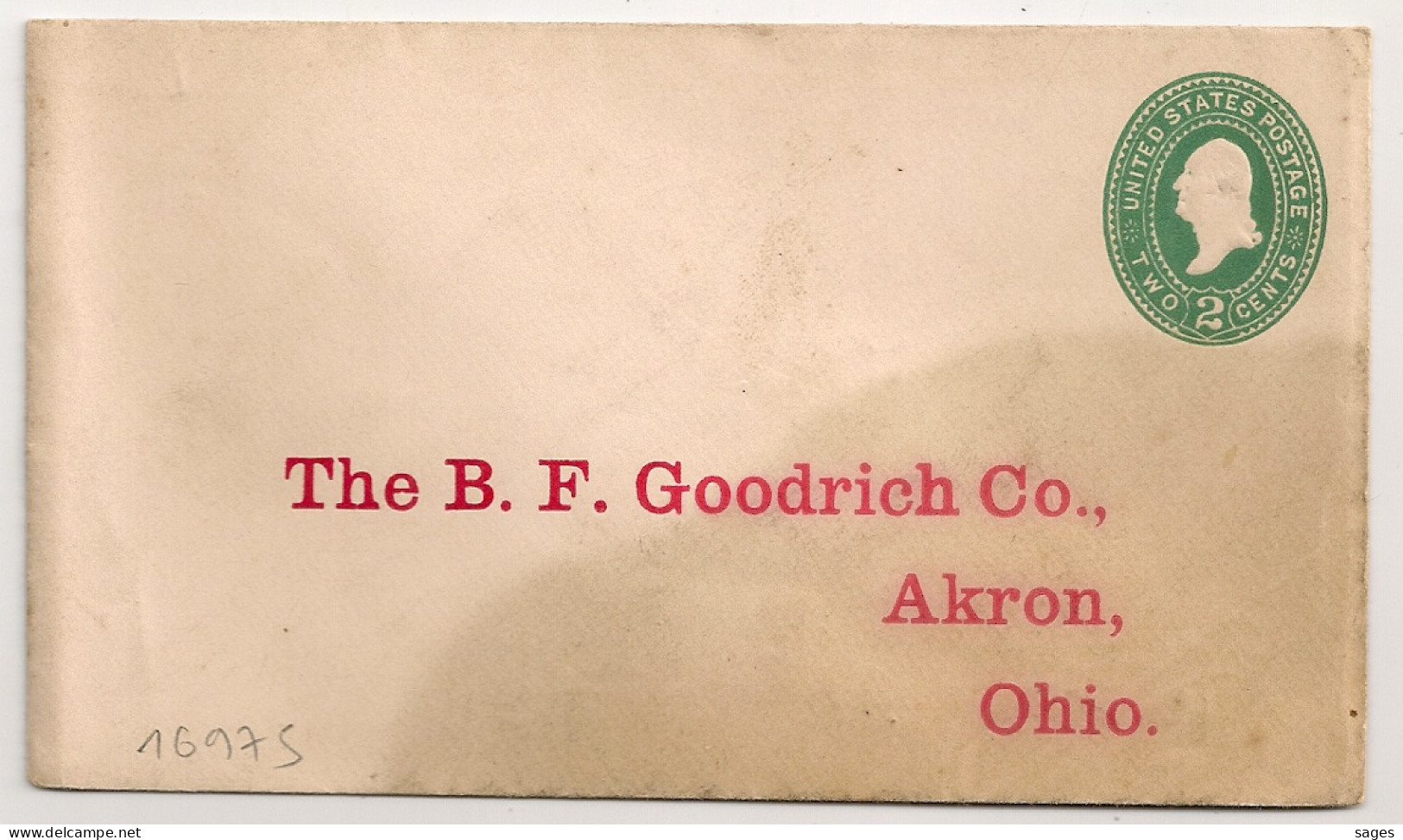 ENVELOPE 2 Cents The B. F. Goodrich Co., AKRON, OHIO. (STAIN) - 1901-20