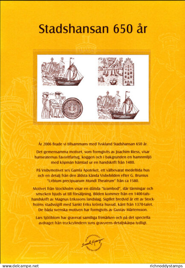 Sweden 2006 650th Anniversary Of Hanseatic League Presentation Proof Unmounted Mint. - Ungebraucht