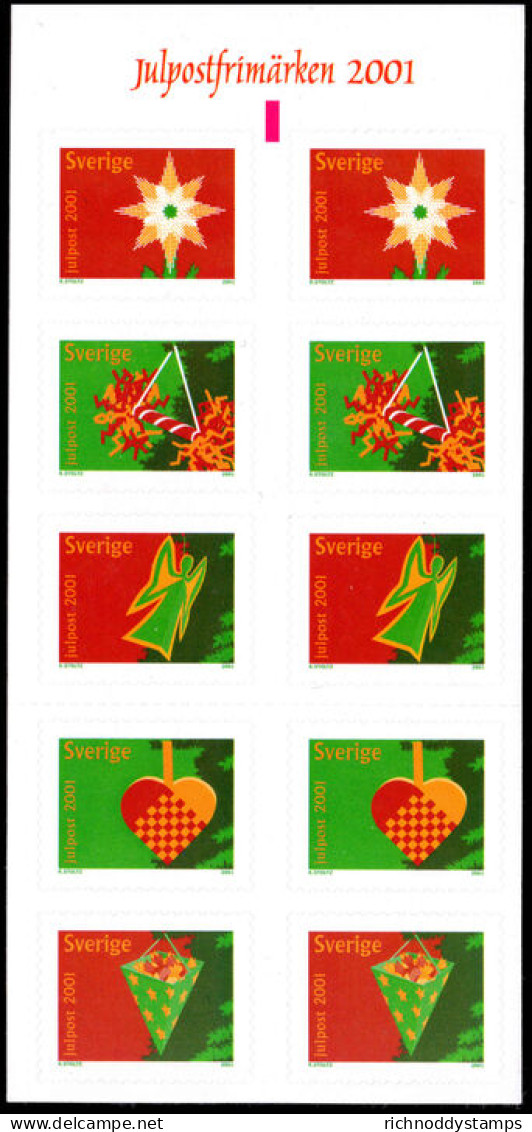 Sweden 2001 Christmas. Decorations Self-adhesive Booklet Unmounted Mint. - Unused Stamps