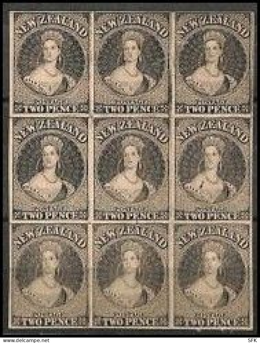 1855 NEW ZEALAND PROOF PRINT Chalon 2D Black STAMP - Autres & Non Classés