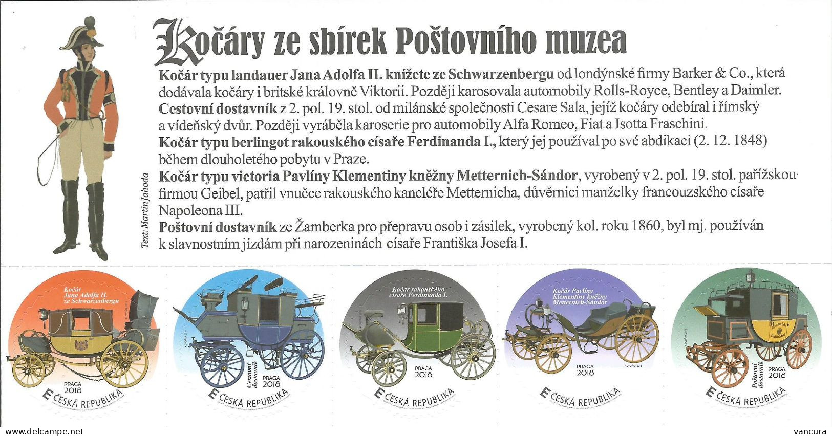 ** VZ 0071 Czech Republic Private Stamps Of The Czech Post Old Coaches 2018 - Kutschen