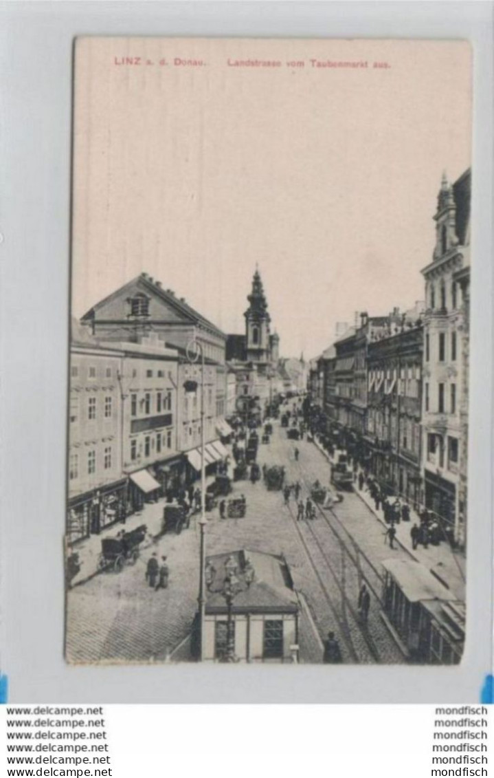 Linz - Landstraße - Taubenmarkt 1908 - Straßenbahn - Linz