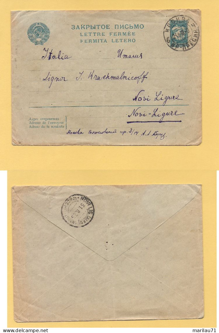 GM667 Russia Intero Postale 1935 MOSCA NOVI LIGURE - Cartas & Documentos