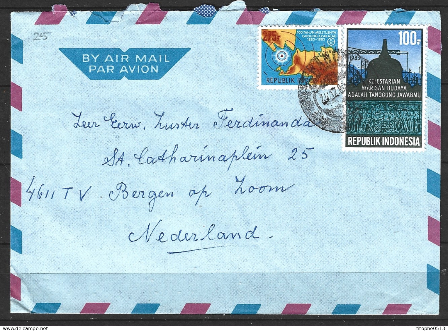 INDONESIE. N°977 De 1983 Sur Enveloppe Ayant Circulé. Borobudur. - Buddismo