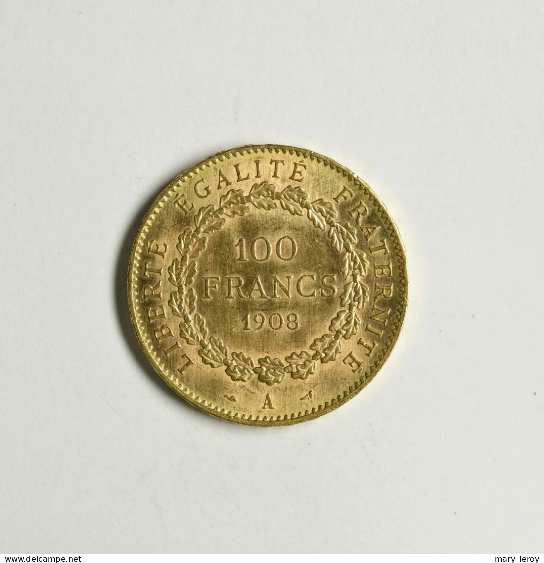 Superbe & Rare Pièce De 100 Francs Or Génie Paris 1908 G. 1137 - 100 Francs (or)