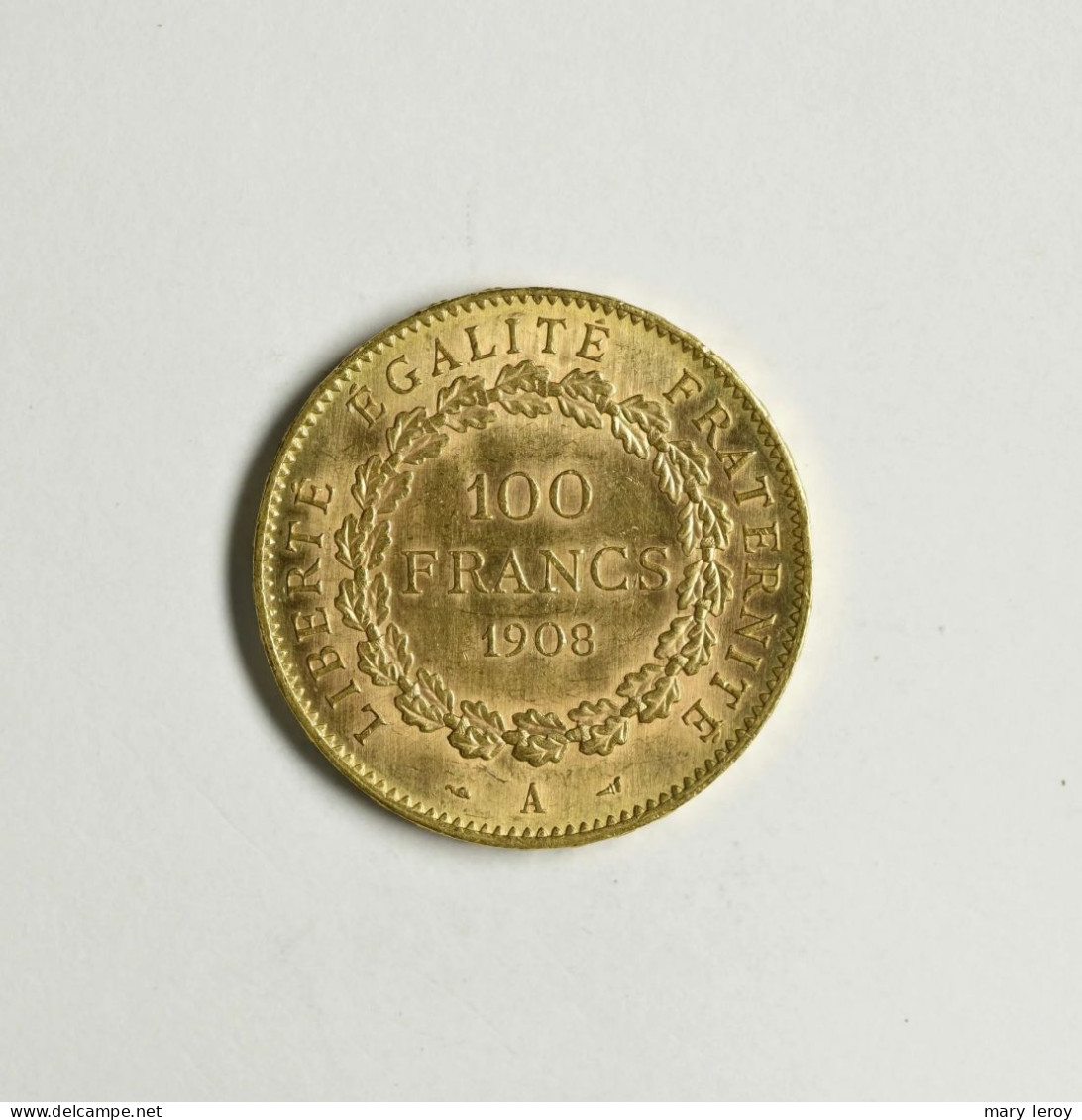 Superbe & Rare Pièce De 100 Francs Or Génie Paris 1908 G. 1137 - 100 Francs (gold)