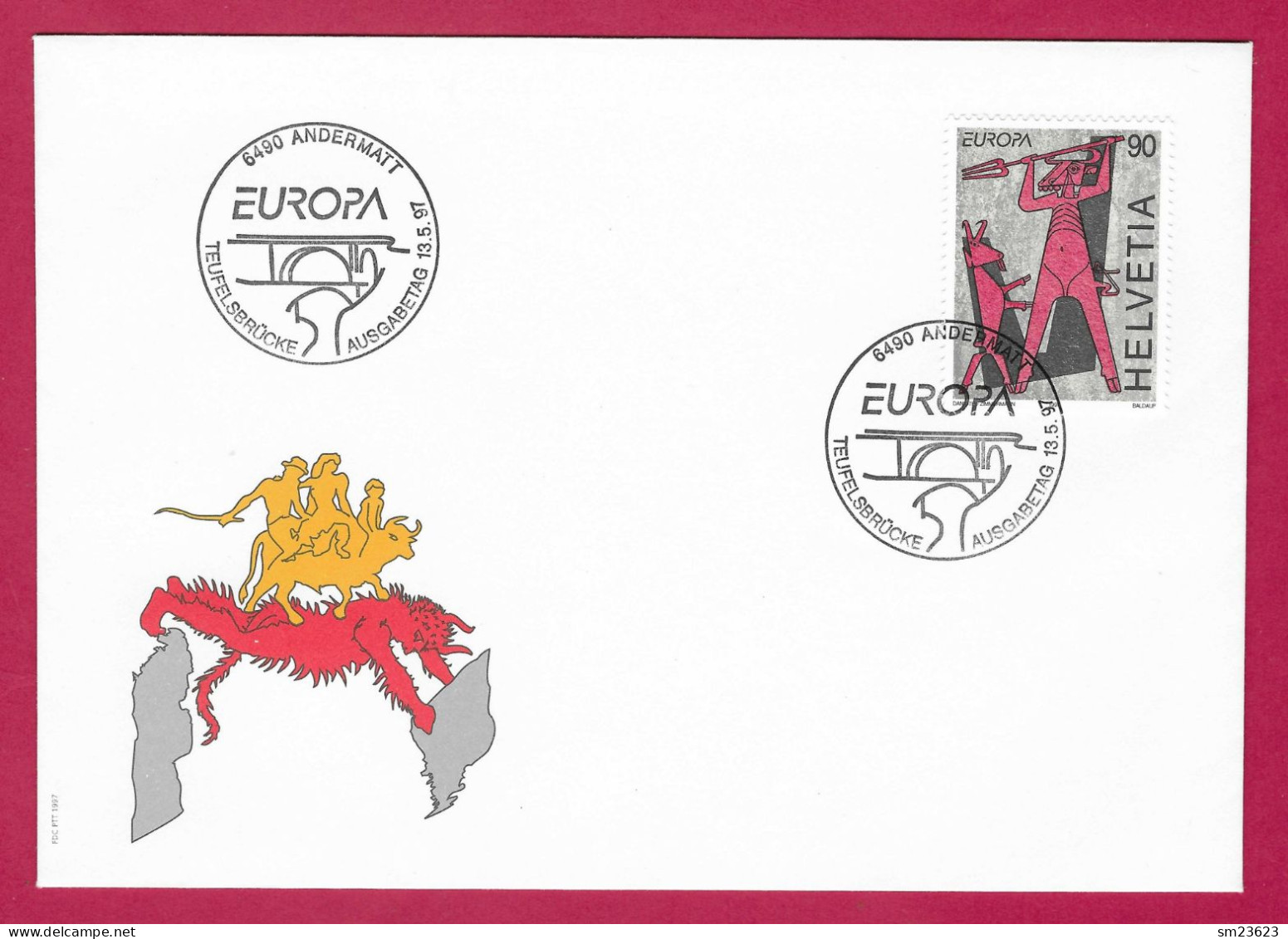 Schweiz / Helvetia 1997  Mi.Nr. 1615 ,  EUROPA CEPT  Sagen Und Legenden - FDC Andermatt 13.5.1997 - 1997