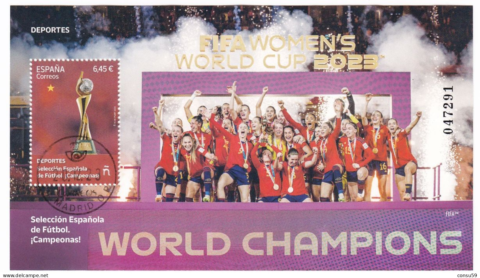 2023-ED. 5715 H.B.- Deportes. Selección Española De Fútbol. ¡Campeonas!. FIFA Women's World Cup- USADO - Oblitérés