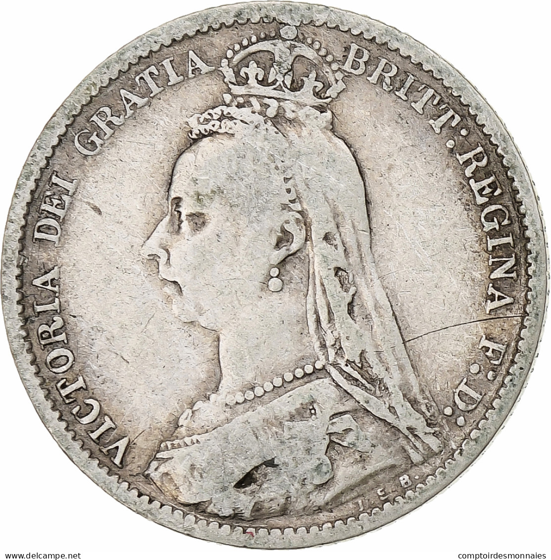 Grande-Bretagne, Victoria, 6 Pence, 1889, TB+, Argent, KM:760, Spink:3929 - H. 6 Pence