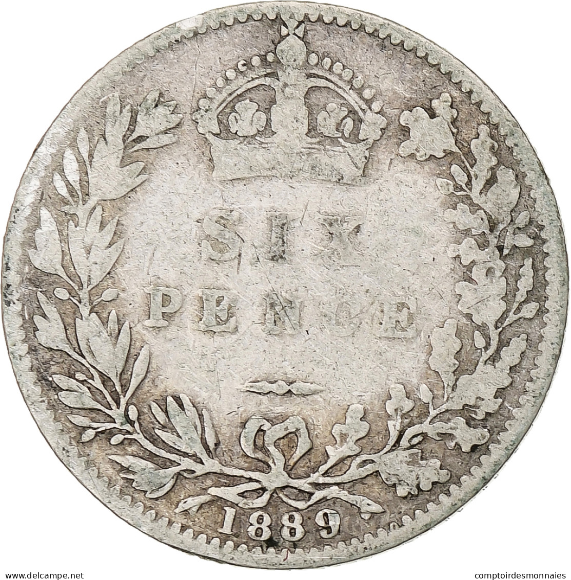 Grande-Bretagne, Victoria, 6 Pence, 1889, TB+, Argent, KM:760, Spink:3929 - H. 6 Pence