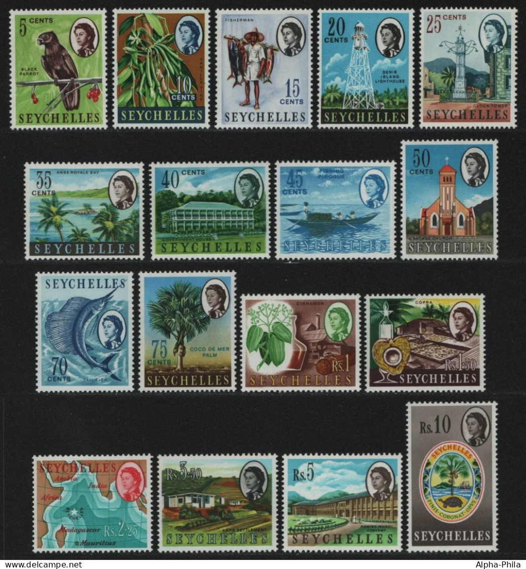 Seychellen 1962 - Mi-Nr. 195-211 ** - MNH - Freimarken / Definitives (I) - Seychelles (...-1976)