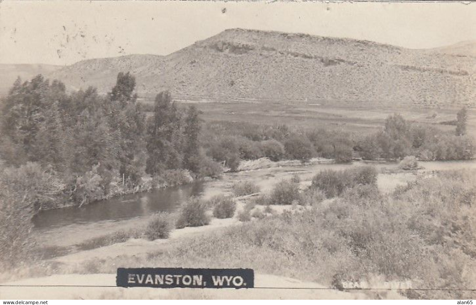 Evanston Wyoming, Bear River Scenic View, C1900s Vintage Real Photo Postcard - Evanston