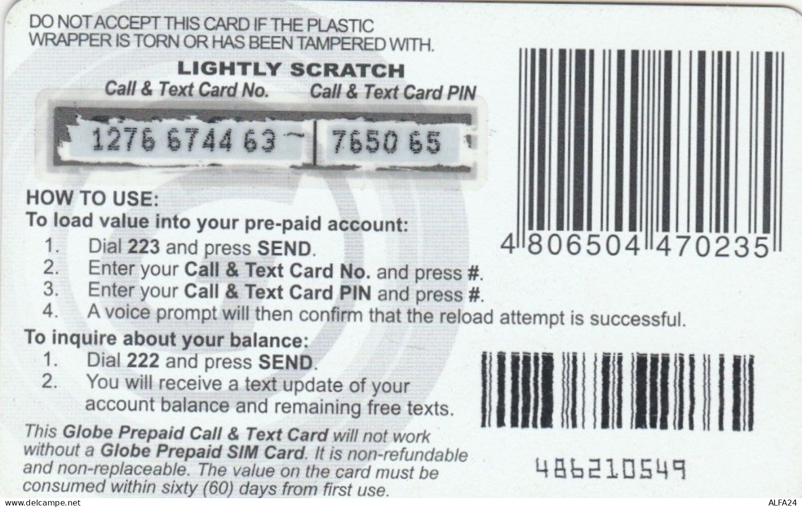 PREPAID PHONE CARD FILIPPINE  (PM668 - Philippinen