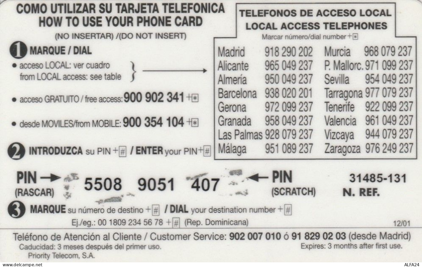 PREPAID PHONE CARD SPAGNA  (PM509 - Other & Unclassified