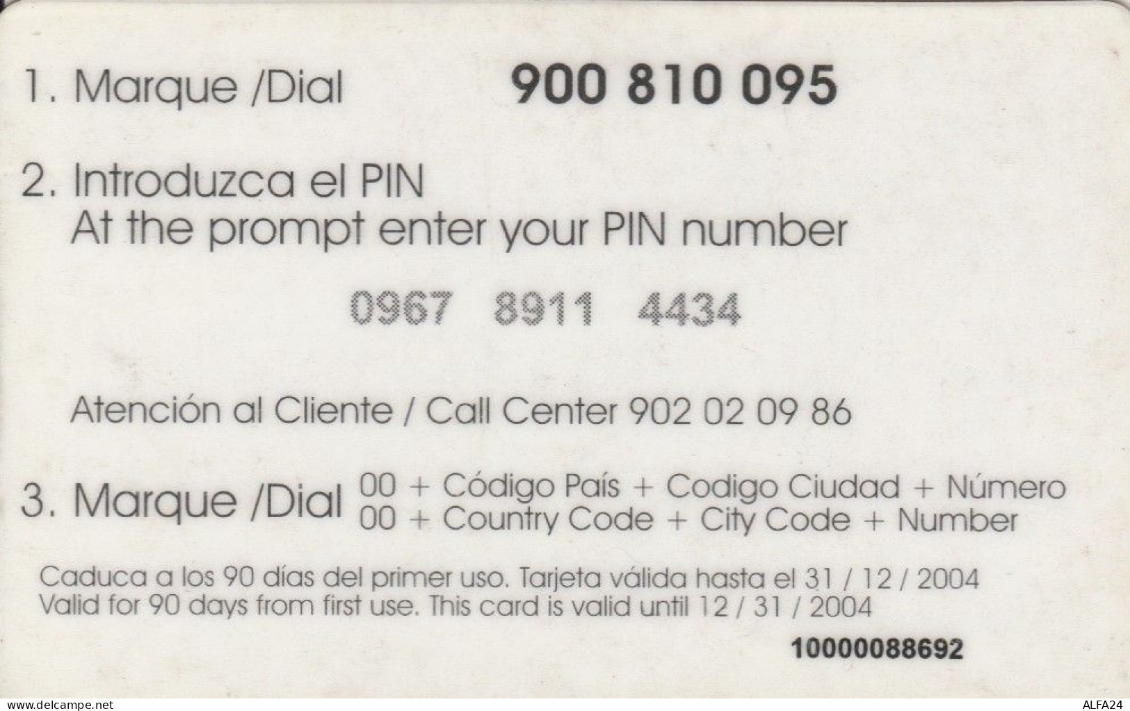 PREPAID PHONE CARD SPAGNA  (PM167 - Autres & Non Classés