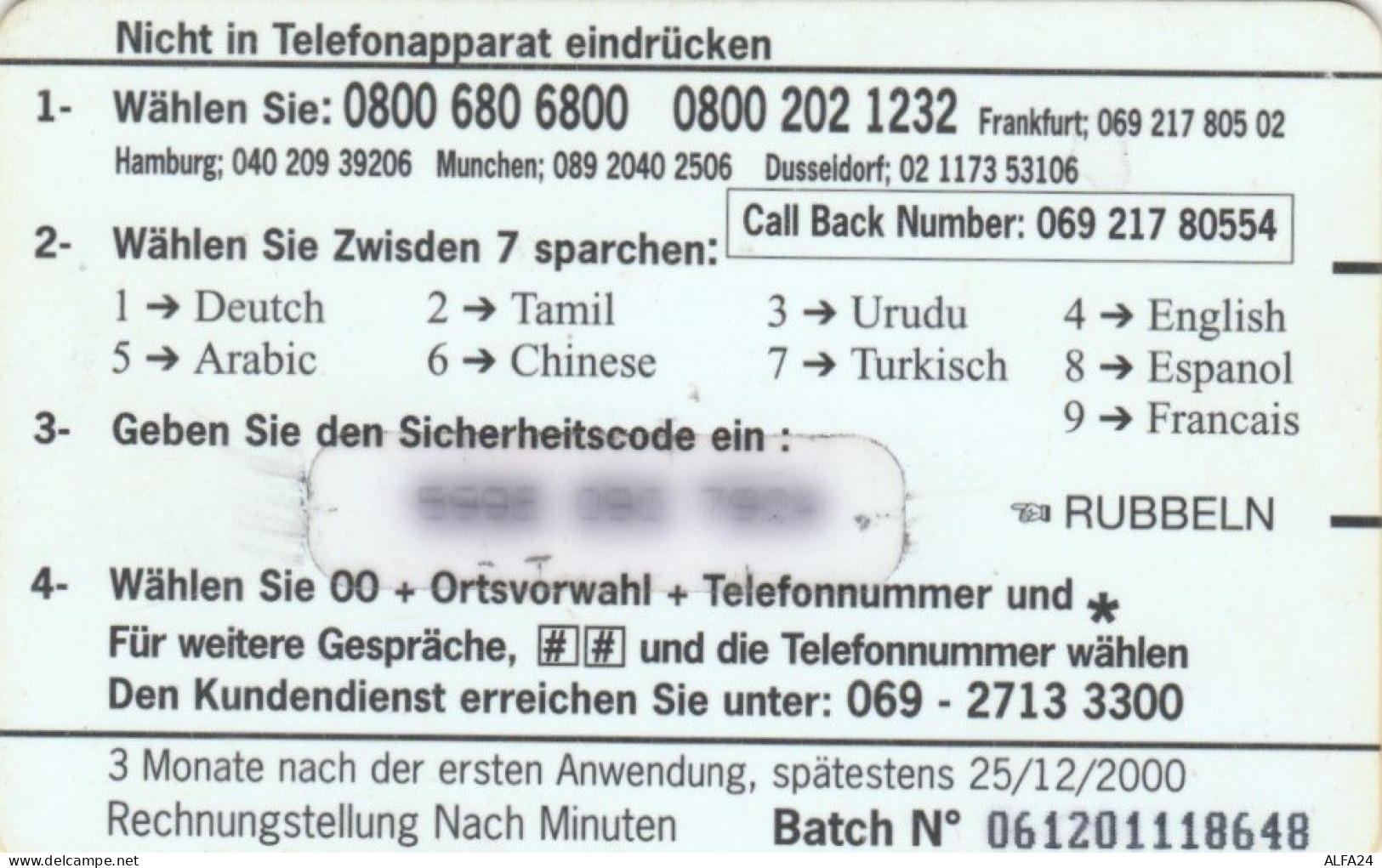 PREPAID PHONE CARD GERMANIA  (PM1584 - [2] Prepaid