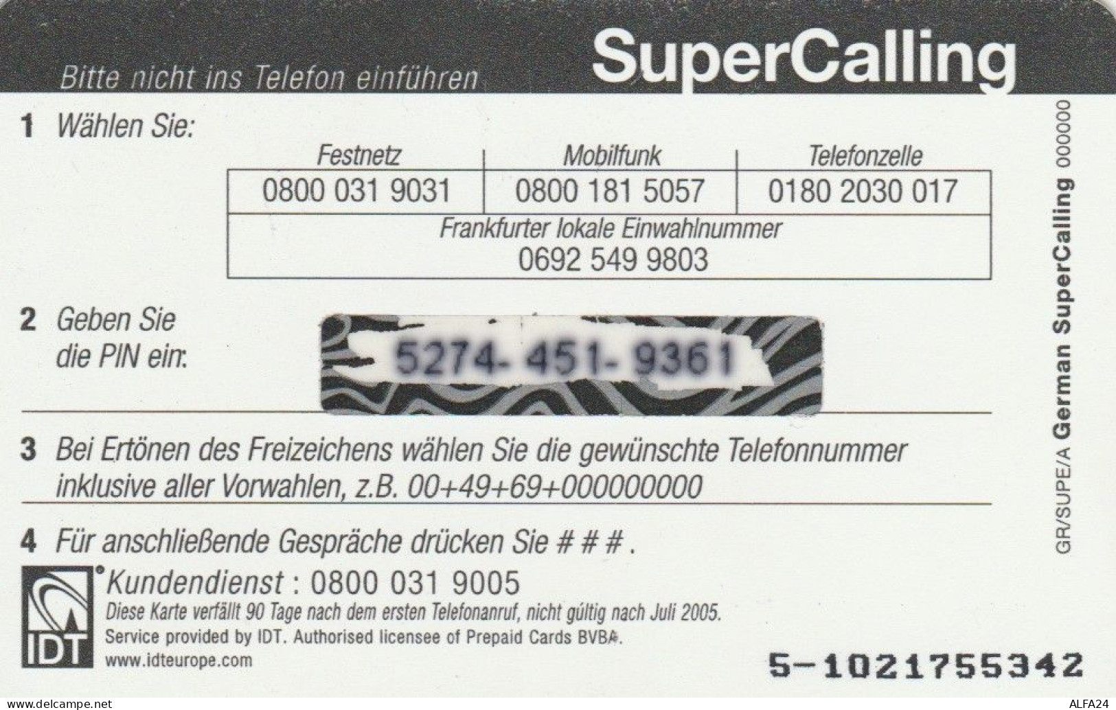 PREPAID PHONE CARD GERMANIA  (PM1461 - [2] Prepaid