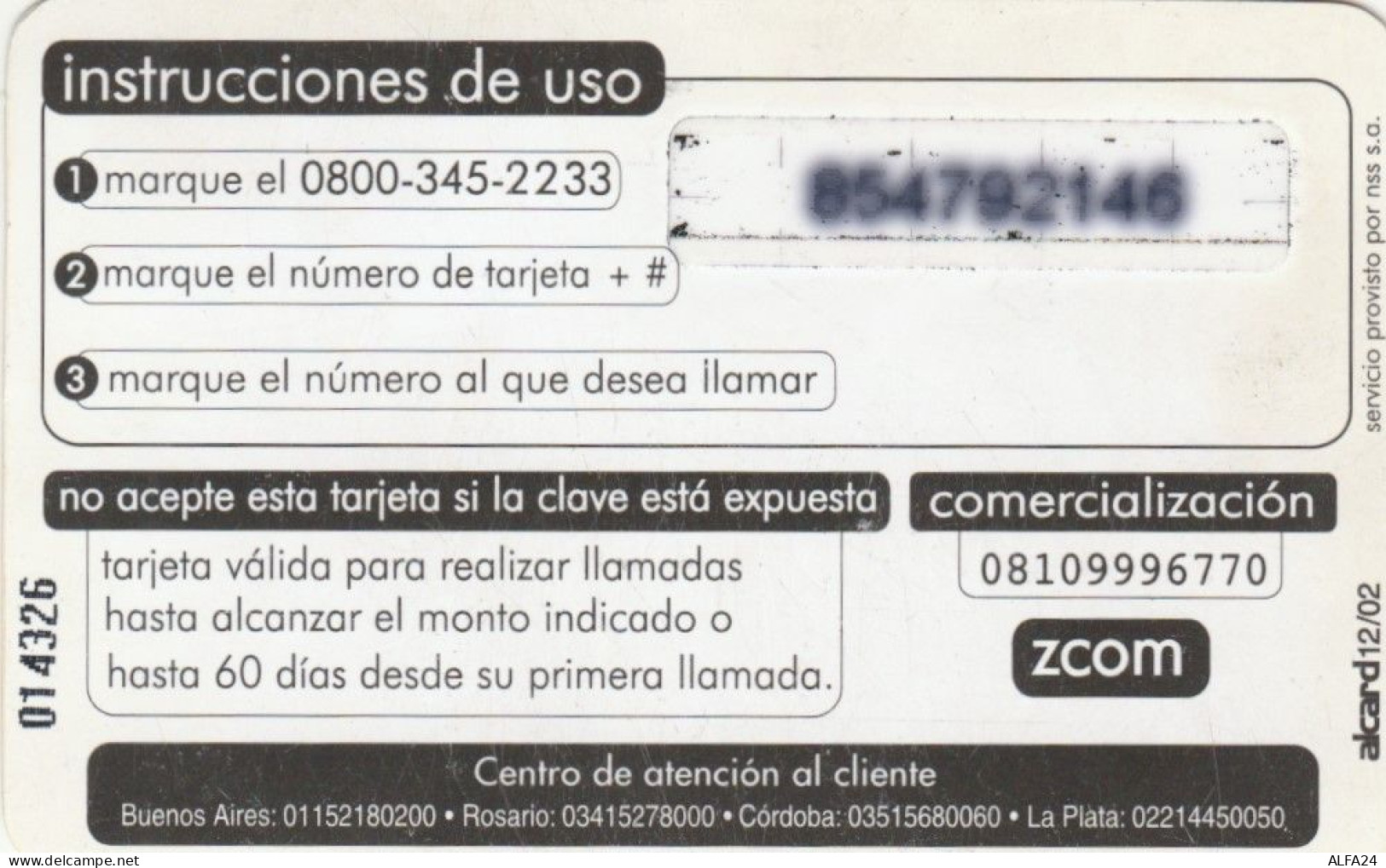 PREPAID PHONE CARD ARGENTINA  (PM1440 - Argentine