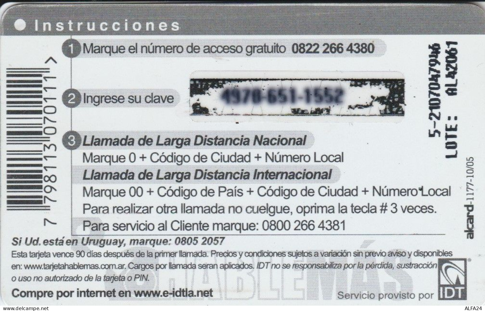 PREPAID PHONE CARD ARGENTINA  (PM1241 - Argentinien