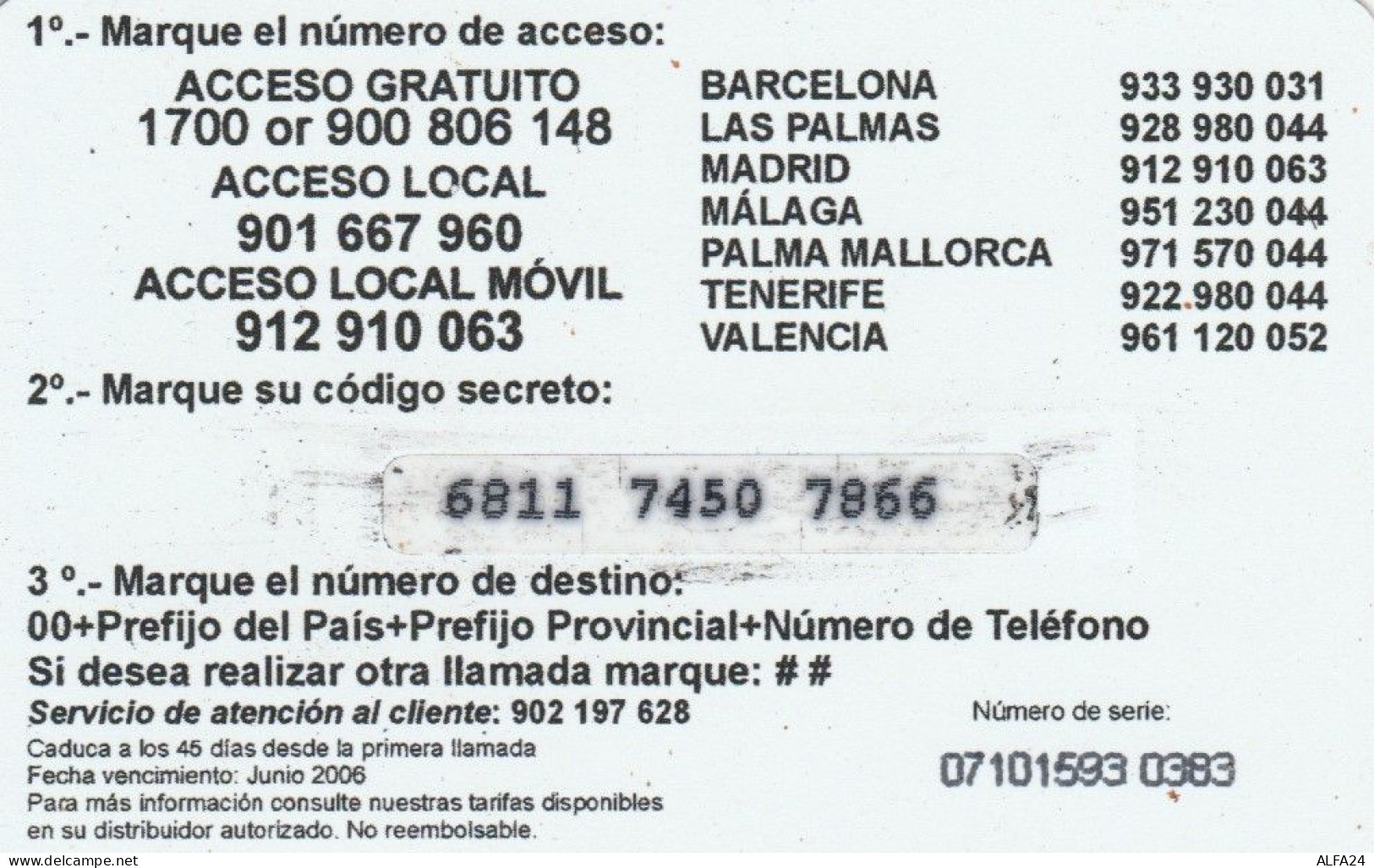 PREPAID PHONE CARD SPAGNA  (PM2389 - Other & Unclassified