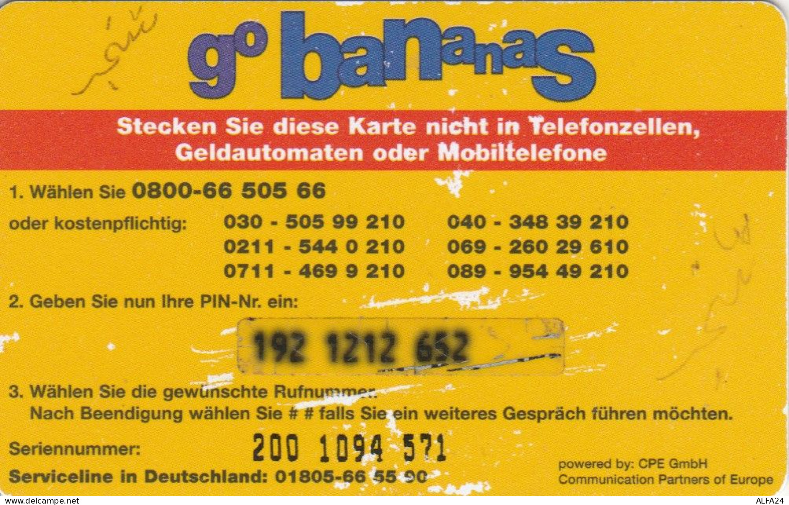 PREPAID PHONE CARD GERMANIA  (PM2379 - GSM, Voorafbetaald & Herlaadbare Kaarten