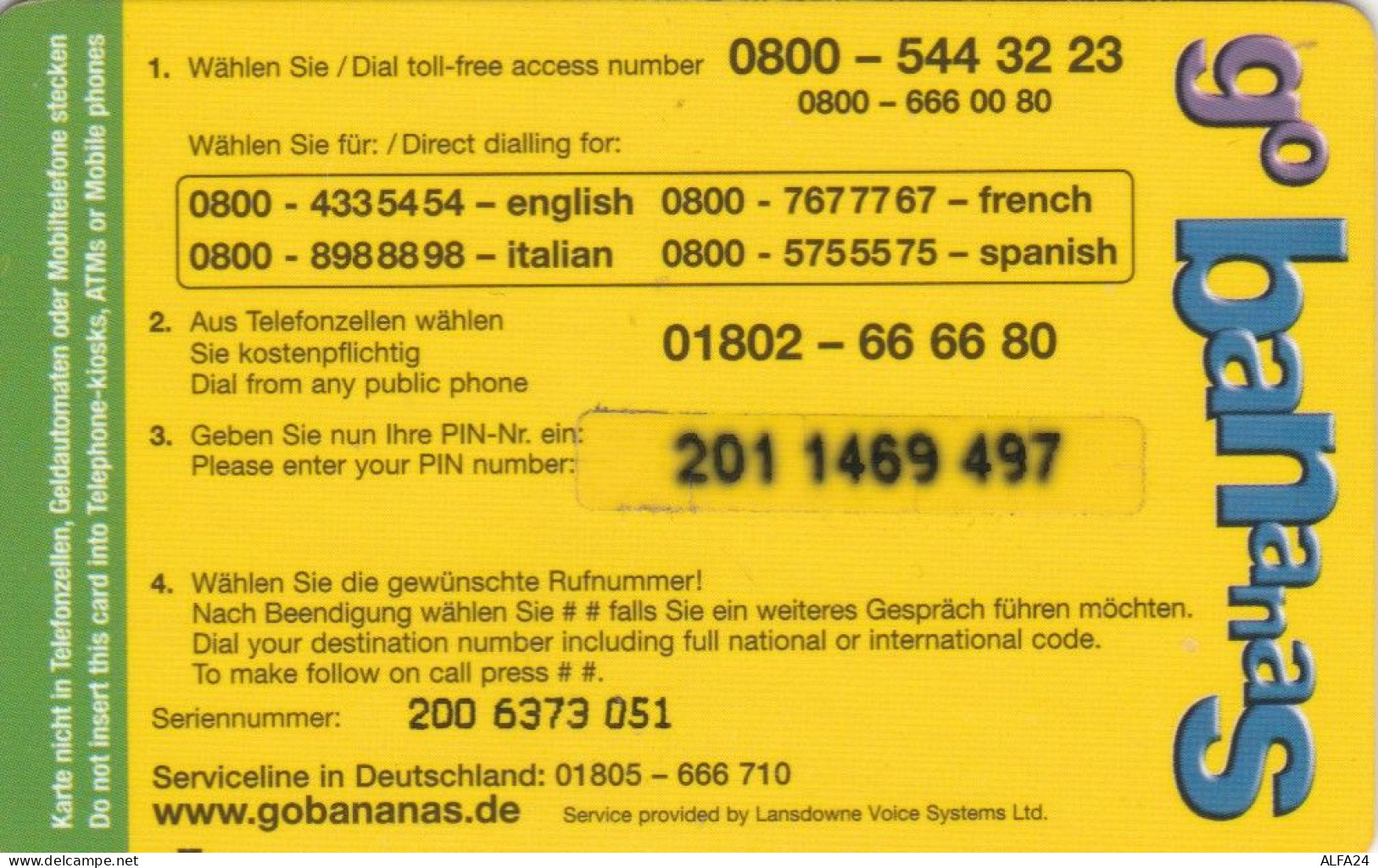 PREPAID PHONE CARD GERMANIA  (PM2371 - GSM, Voorafbetaald & Herlaadbare Kaarten