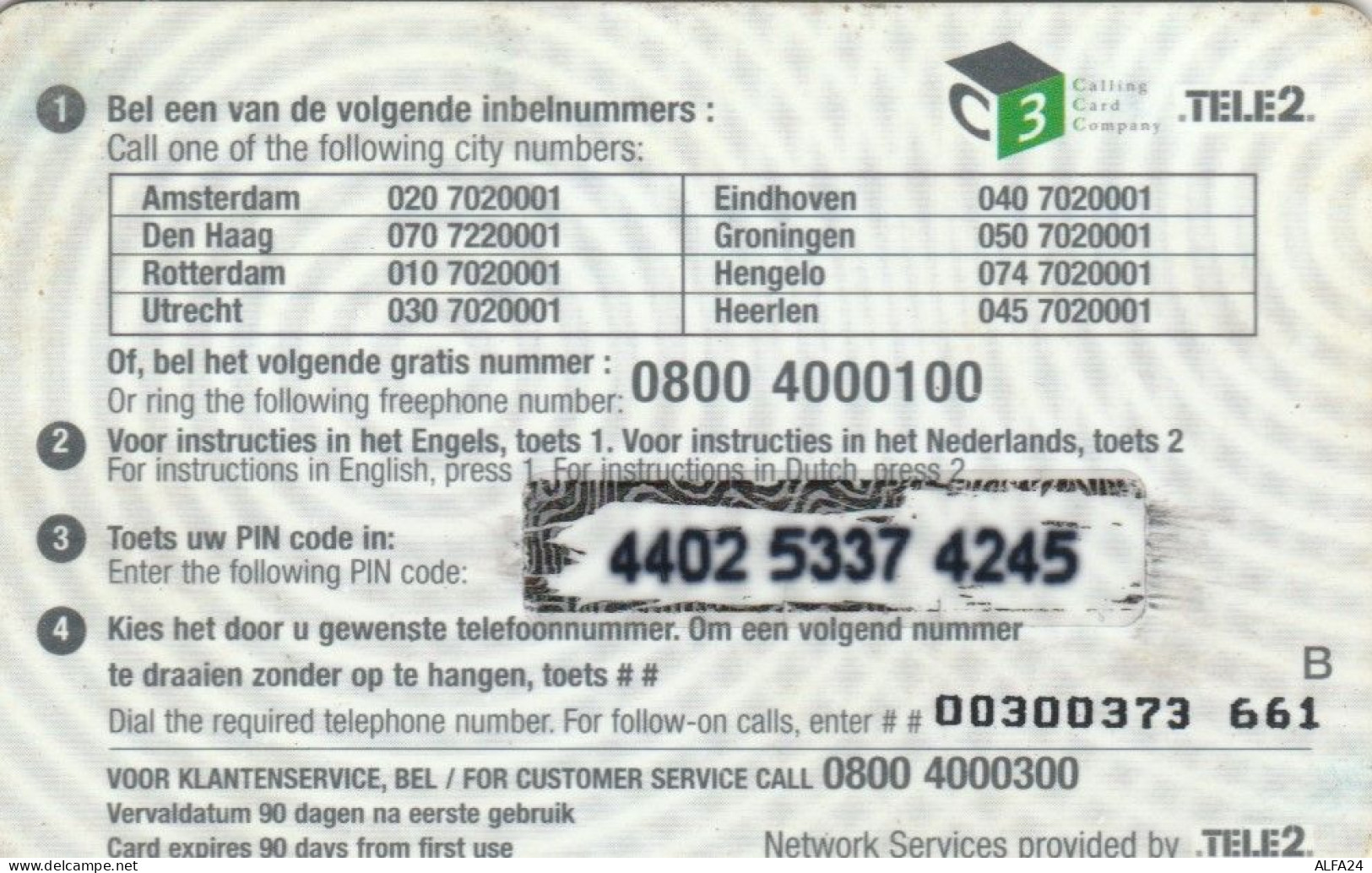 PREPAID PHONE CARD PAESI BASSI TELE2 (PM2227 - GSM-Kaarten, Bijvulling & Vooraf Betaalde