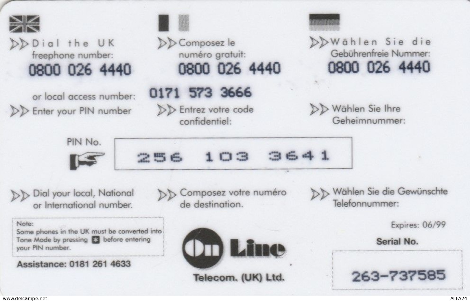 PREPAID PHONE CARD REGNO UNITO  (PM2220 - Autres & Non Classés