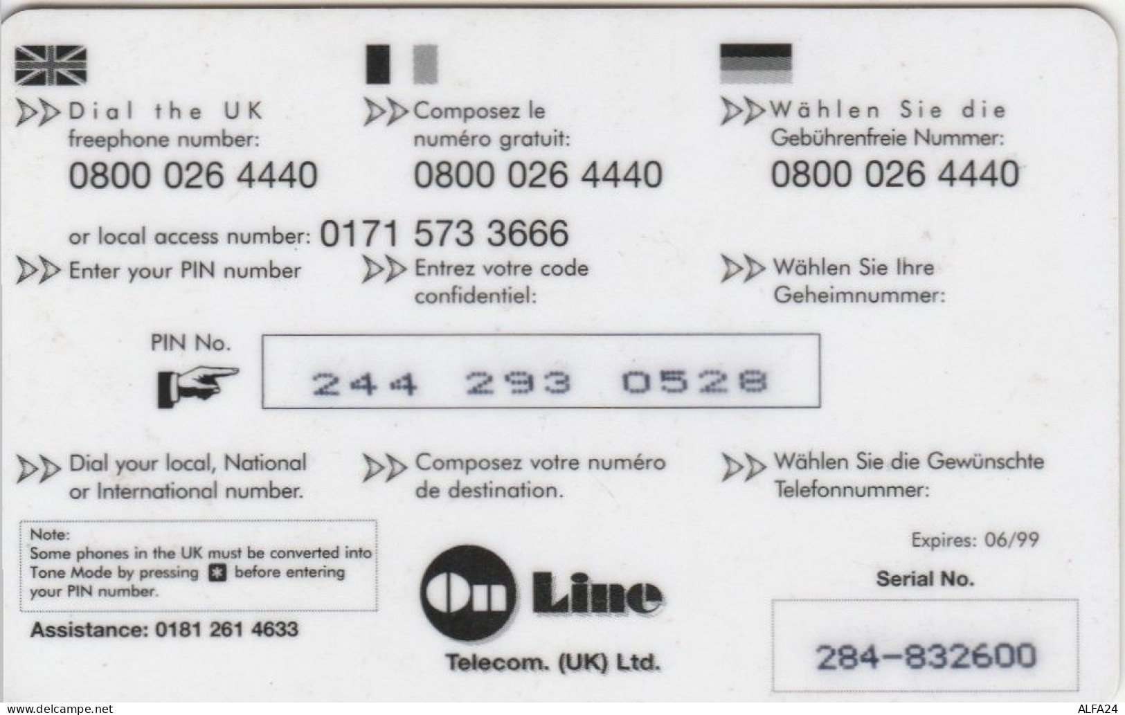 PREPAID PHONE CARD REGNO UNITO  (PM2219 - Other & Unclassified