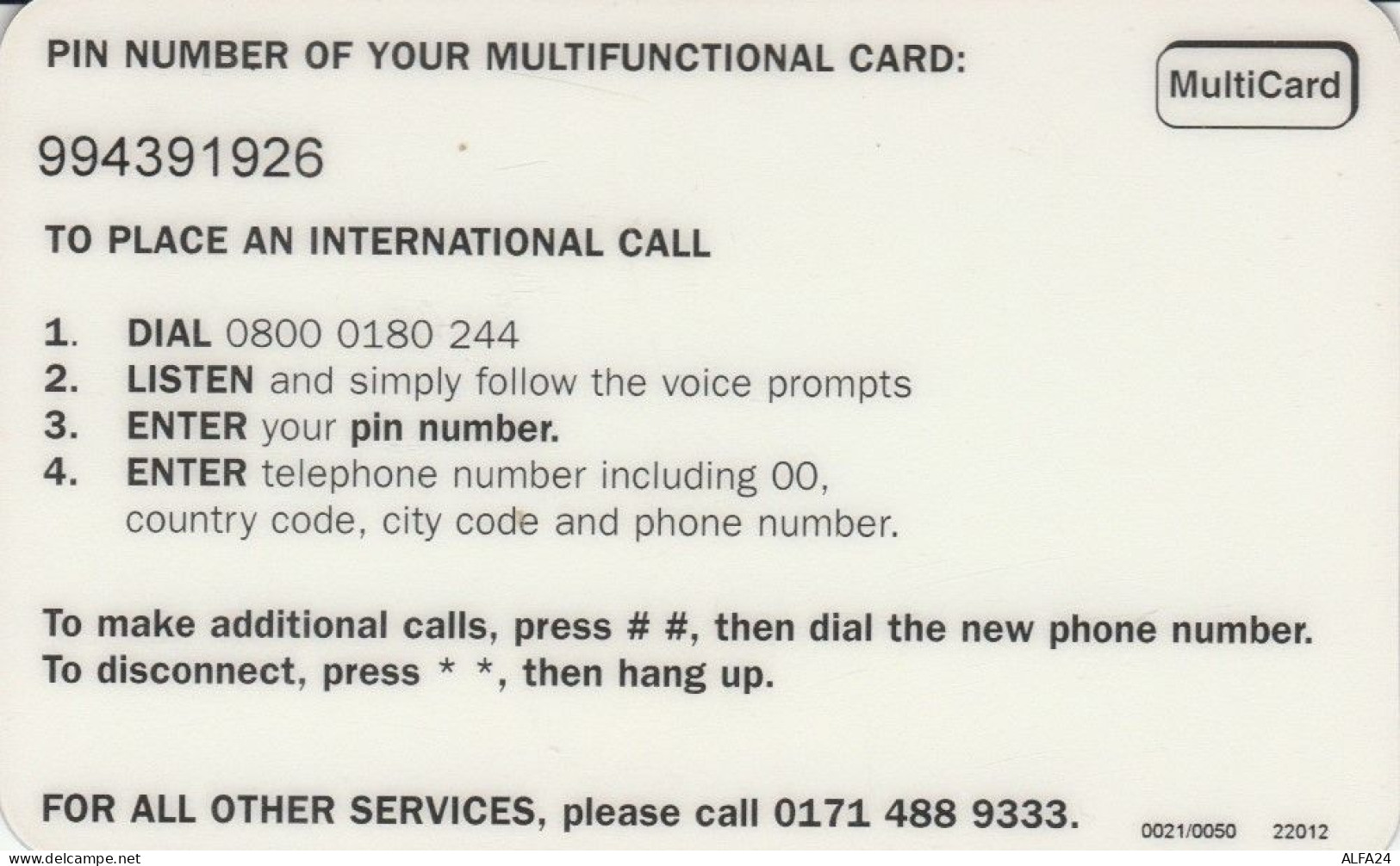 PREPAID PHONE CARD REGNO UNITO  (PM2202 - Otros & Sin Clasificación