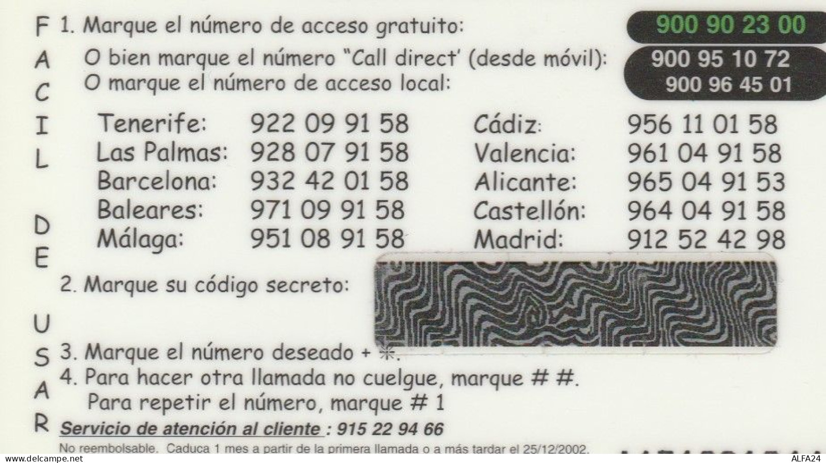 PREPAID PHONE CARD SPAGNA  (PM2185 - Other & Unclassified