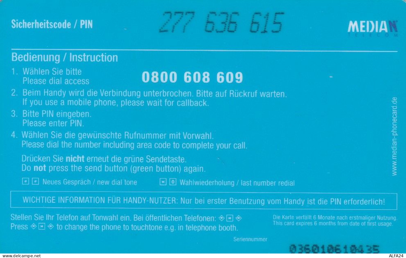 PREPAID PHONE CARD GERMANIA  (PM1843 - Cellulari, Carte Prepagate E Ricariche