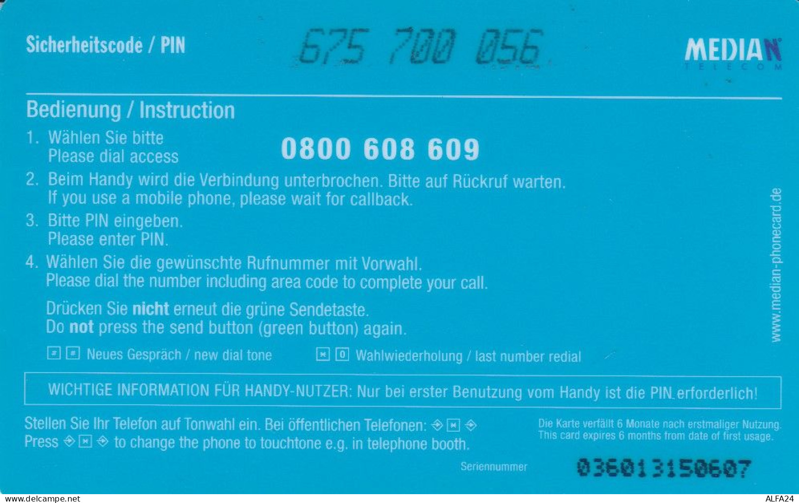 PREPAID PHONE CARD GERMANIA  (PM1842 - GSM, Voorafbetaald & Herlaadbare Kaarten
