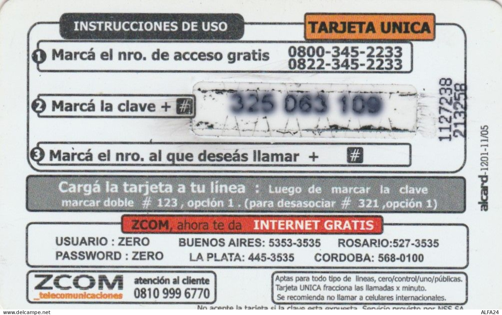 PREPAID PHONE CARD ARGENTINA  (PM1776 - Argentine