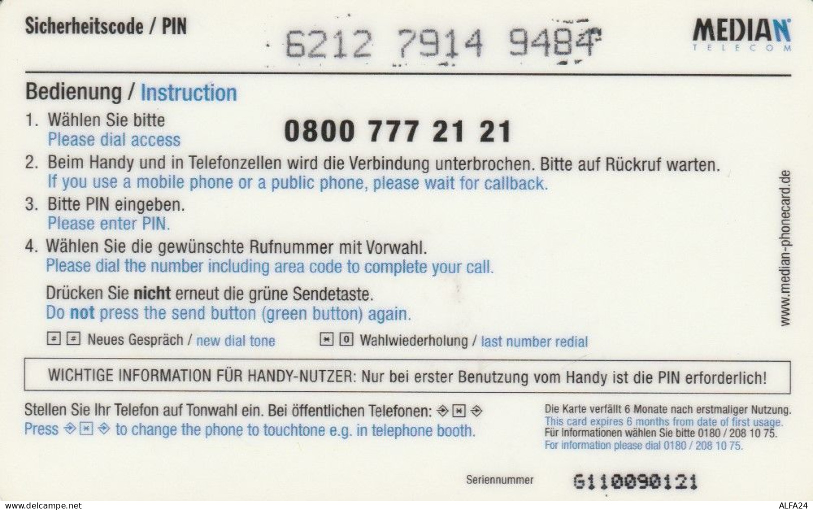 PREPAID PHONE CARD GERMANIA  (PM1754 - [2] Prepaid