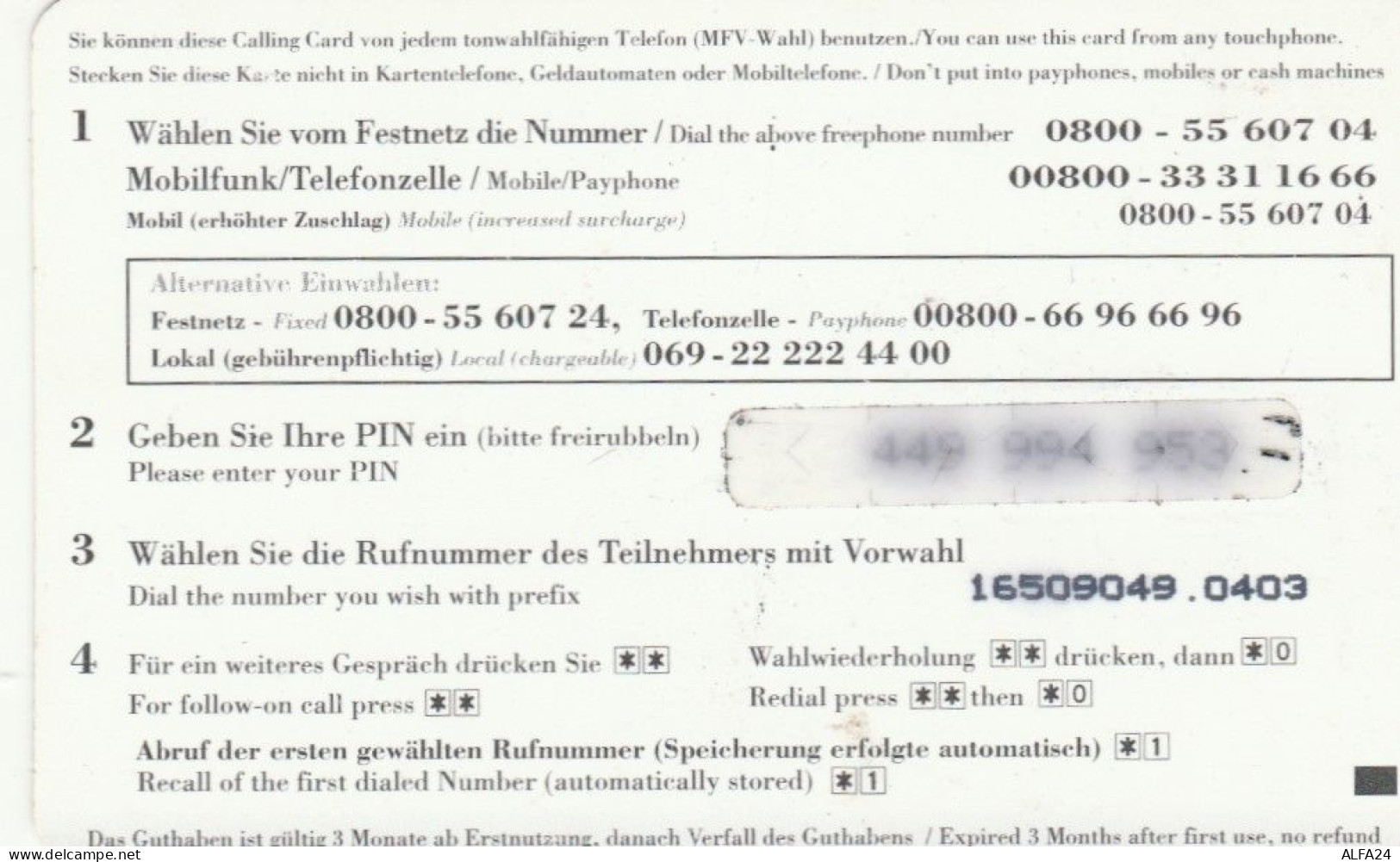 PREPAID PHONE CARD GERMANIA  (PM1758 - [2] Prepaid