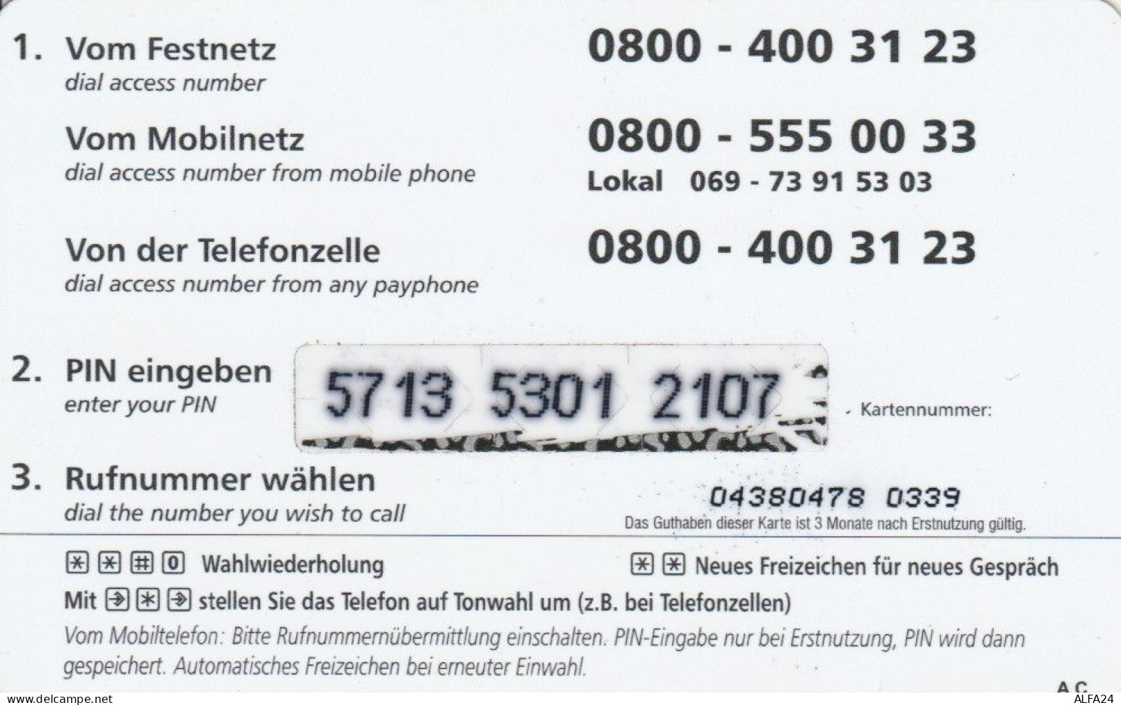 PREPAID PHONE CARD GERMANIA  (PM1757 - [2] Prepaid