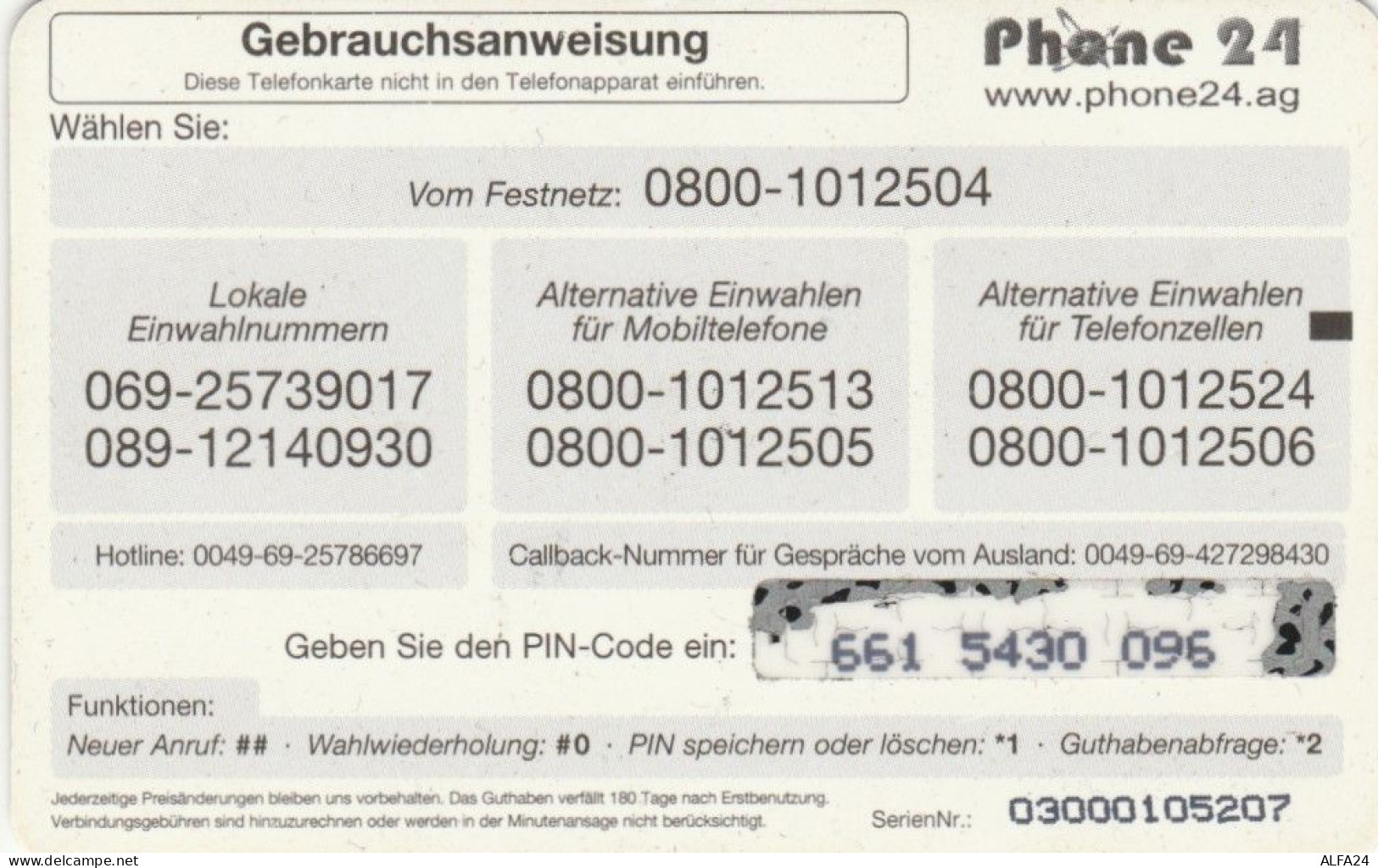 PREPAID PHONE CARD GERMANIA  (PM1756 - GSM, Voorafbetaald & Herlaadbare Kaarten