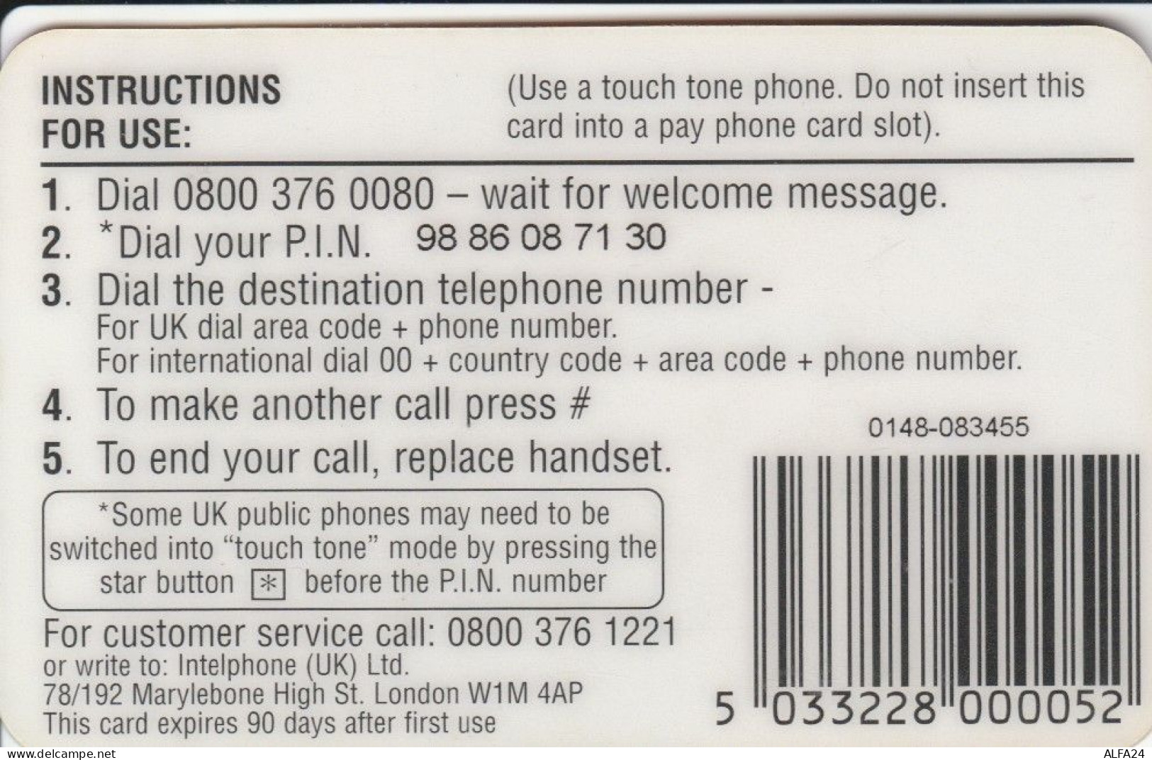 PREPAID PHONE CARD REGNO UNITO  (PM2705 - Other & Unclassified