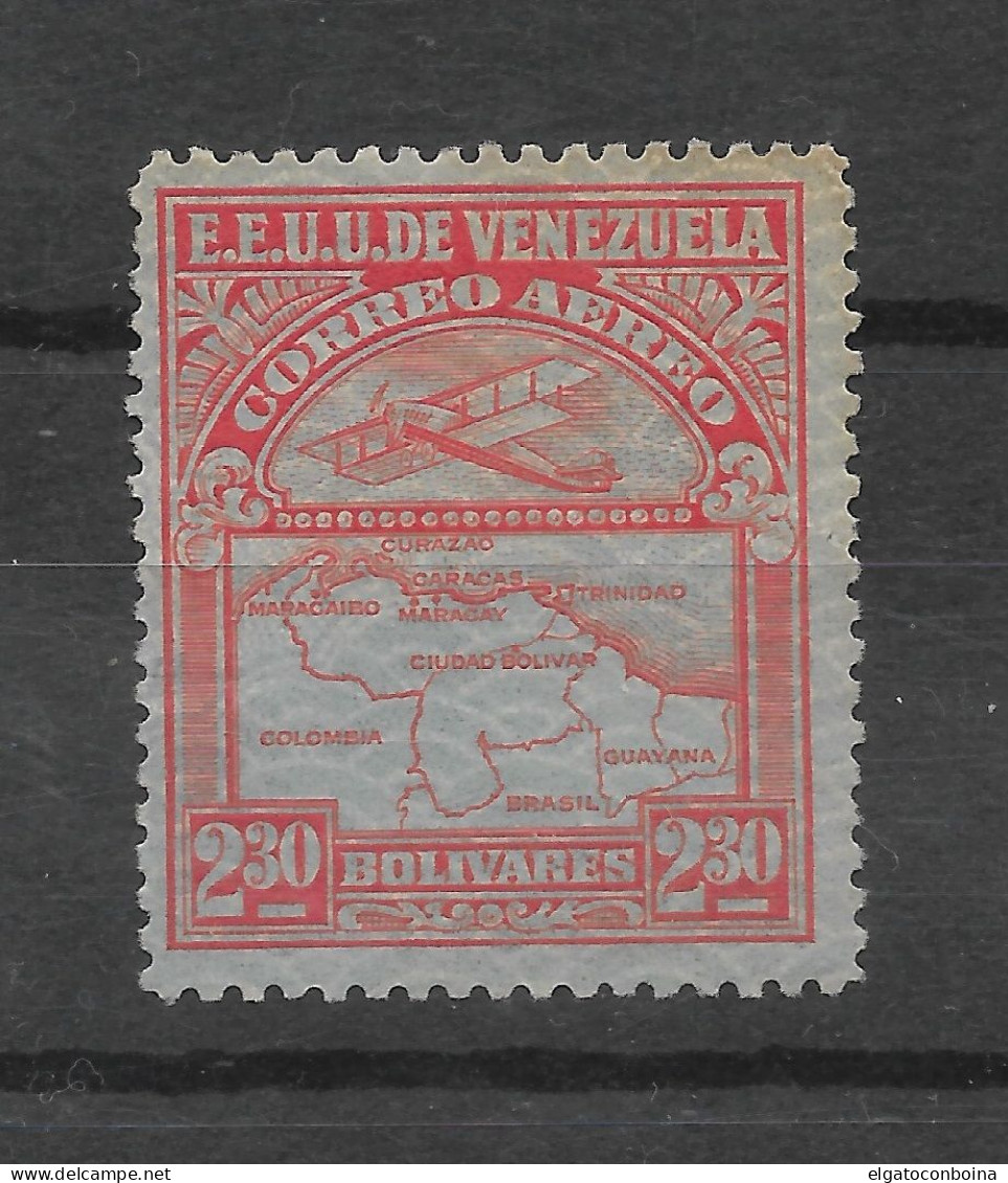 VENEZUELA 1932 AIRPLANE AND MAP OF VENEZUELA RED 2.30 NO GUM - Venezuela